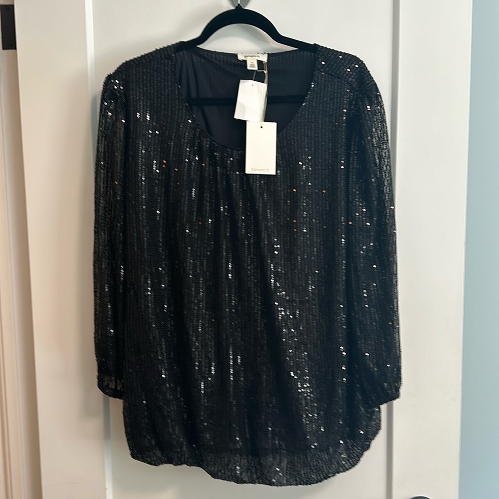 Sequins top with sheer sleeves